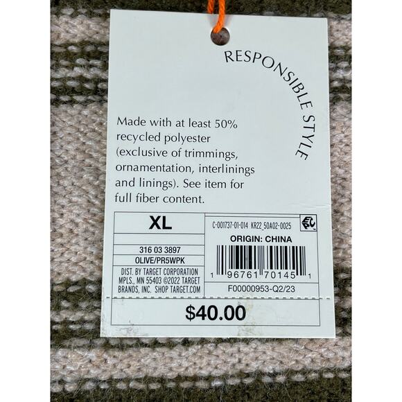 Knox Rose Sweater Womens XL Brown Striped 3/4 Sleeve Cardigan Open Front NWT - Picture 3 of 8